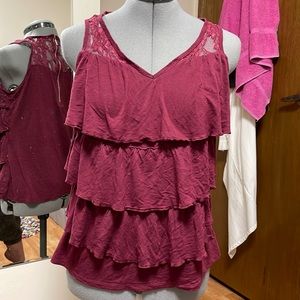 Red layered tank top